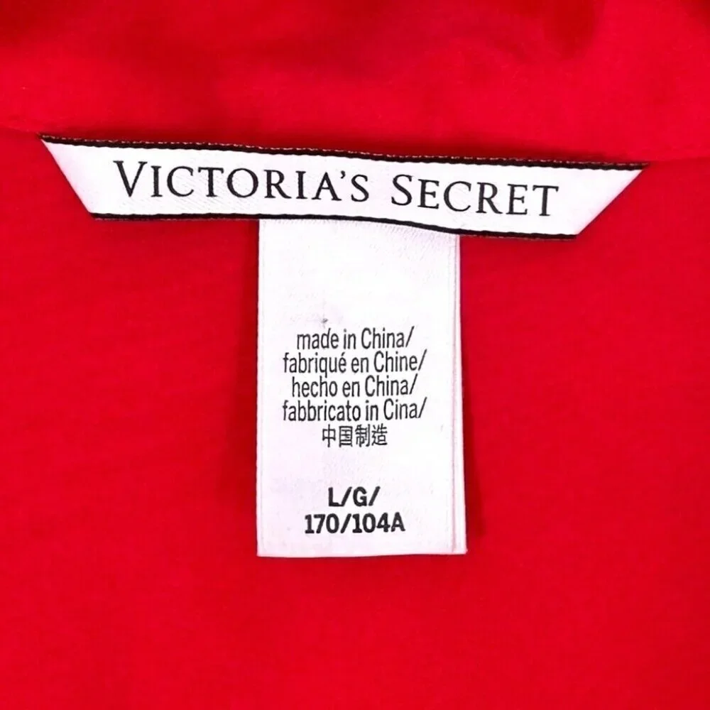 Victoria's Secret Red Satin Rhinestone Romper 1 Piece Pajamas Shorts Size Large